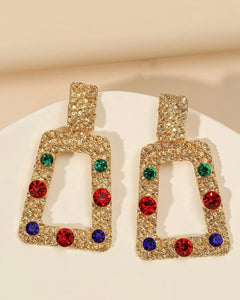 GOLD EARRINGS W/ RHINESTONES