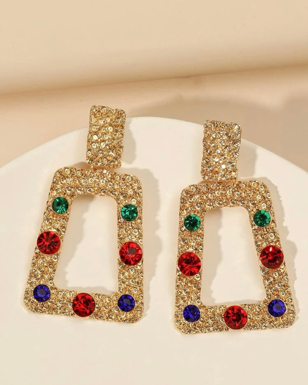 GOLD EARRINGS W/ RHINESTONES